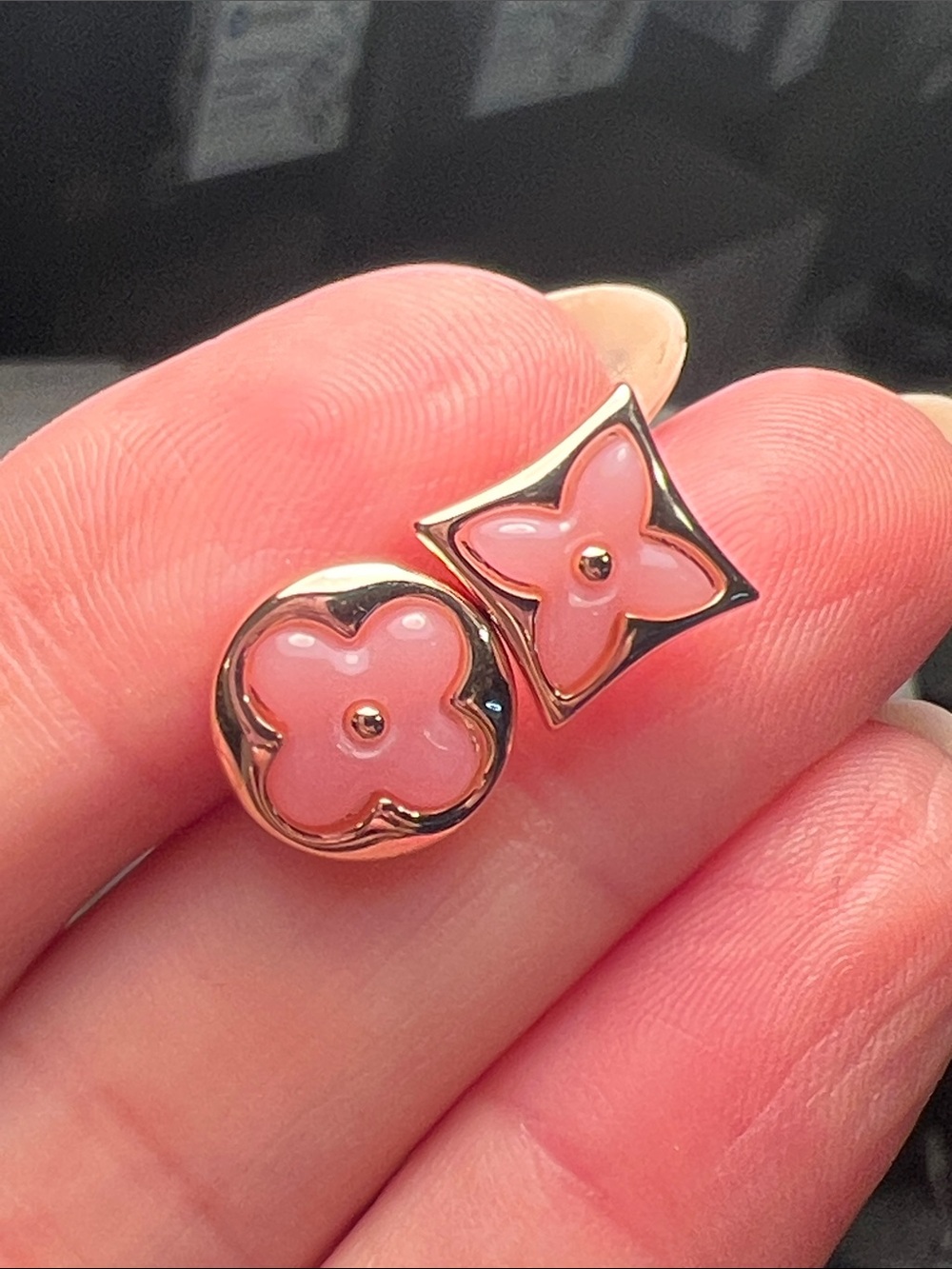 Moschino Pink Enamel Flower Stud Earrings
